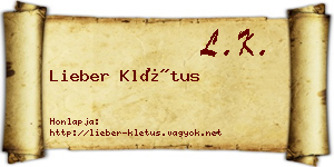 Lieber Klétus névjegykártya